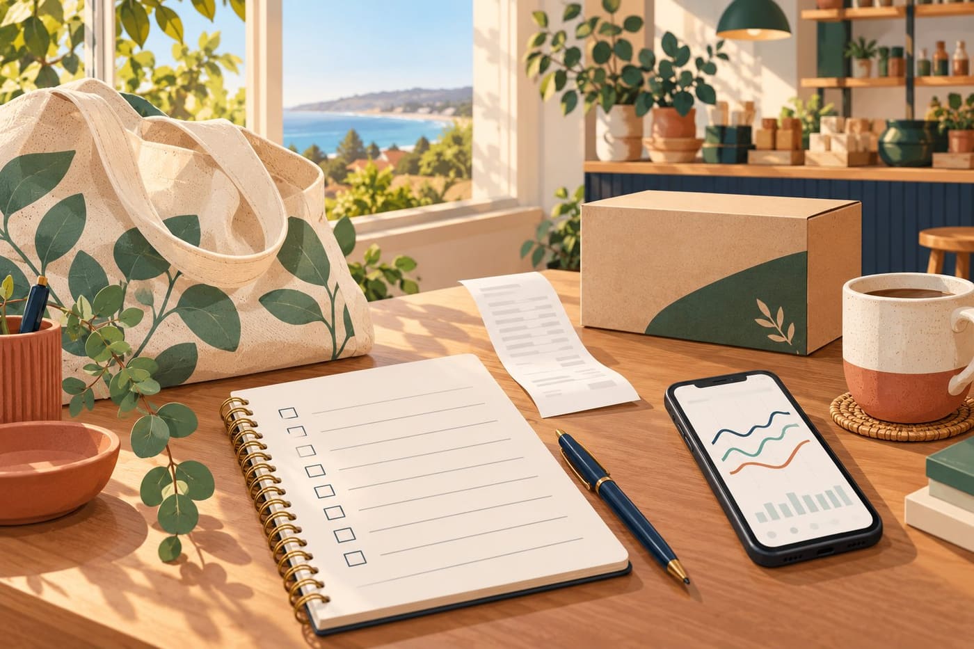 Original conceptual illustration of a shopper’s blank checklist, generic receipt and abstract price-history chart on a sunny Australian desk; no retailer, brand or deal is depicted.