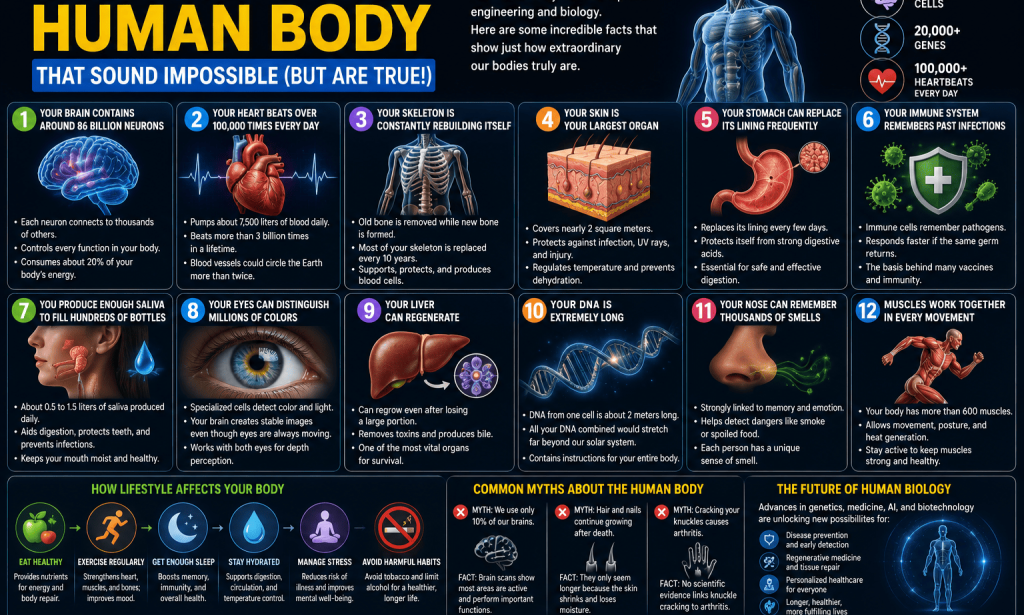 Amazing Facts About the Human Body That Sound Impossible (But Are True!)