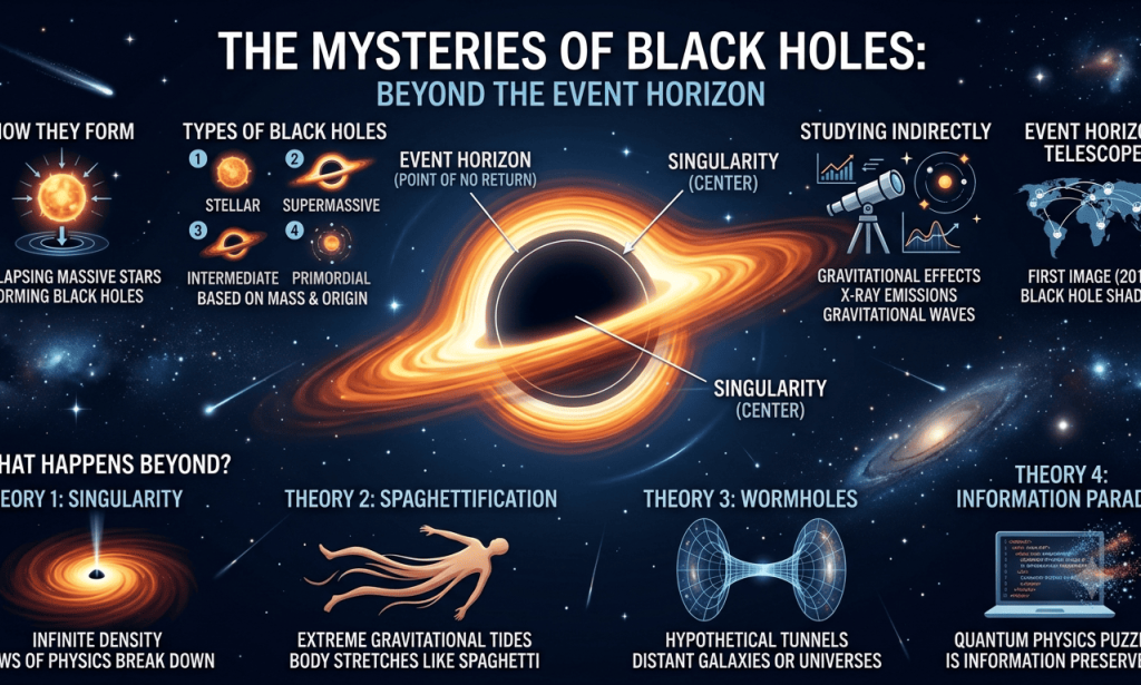 The Mysteries of Black Holes: What Happens Beyond the Event Horizon?